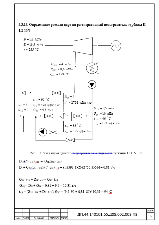 Модернизация тепловой станции и преобразование ее в малую ТЭЦ с помощью применения паровых противодавленческих турбоагрегатов работающих на паре низкого давления. Дипломный проект. Образец электронного документа.