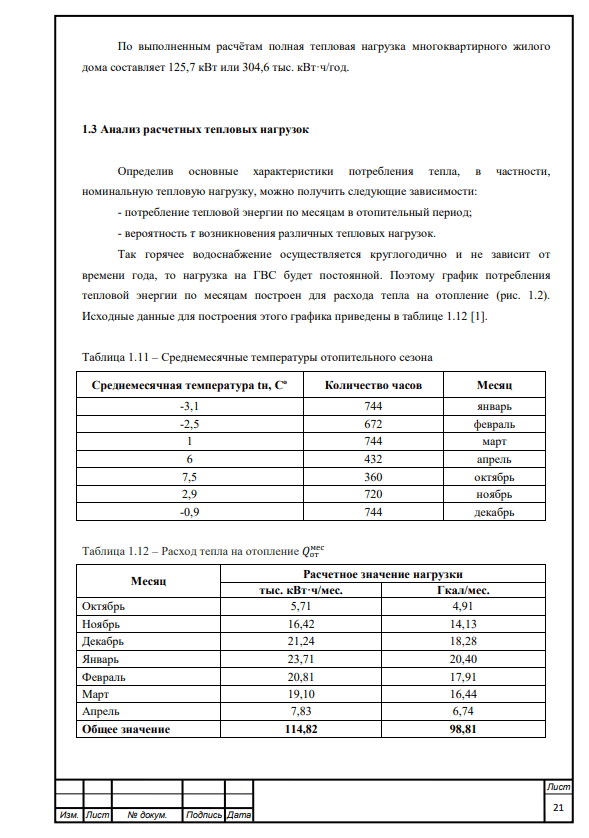 Проект системы автономного теплоснабжения многоквартирного жилого дома с использованием тепловых насосов. Дипломный проект. Образец электронного документа.