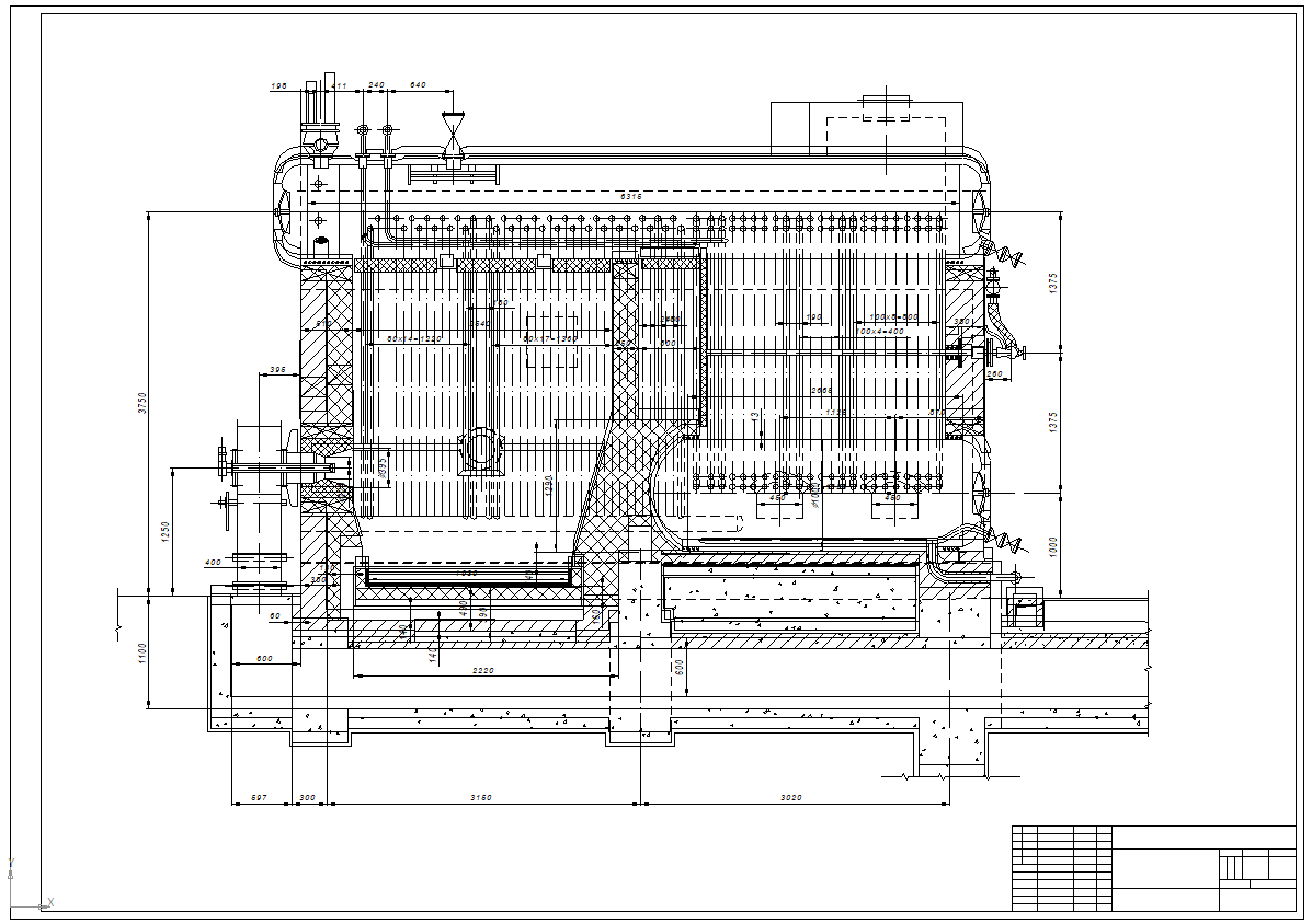 Чертеж парового котла типа ДКВР 6,5-13