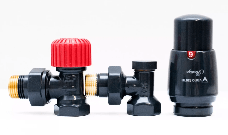 Комплект термостатический угловой VarioTerm Elegant DN15 GZ1/2 x GW1/2 с головкой Prestige M30x1,5 черный
