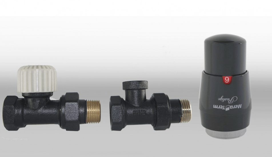 Комплект термостатический проходной VarioTerm Elegant DN15 GZ1/2 x GW1/2 с головкой Prestige M30x1,5 черный
