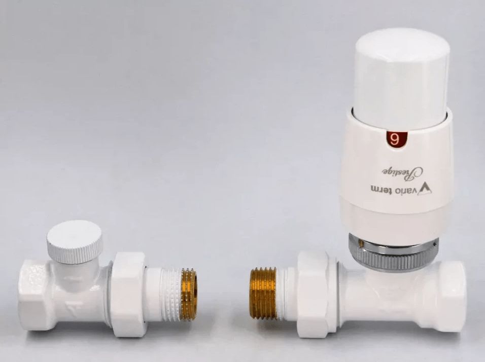 Комплект термостатический проходной VarioTerm Elegant DN15 GZ1/2 x GW1/2 с головкой Prestige M30x1,5 белый