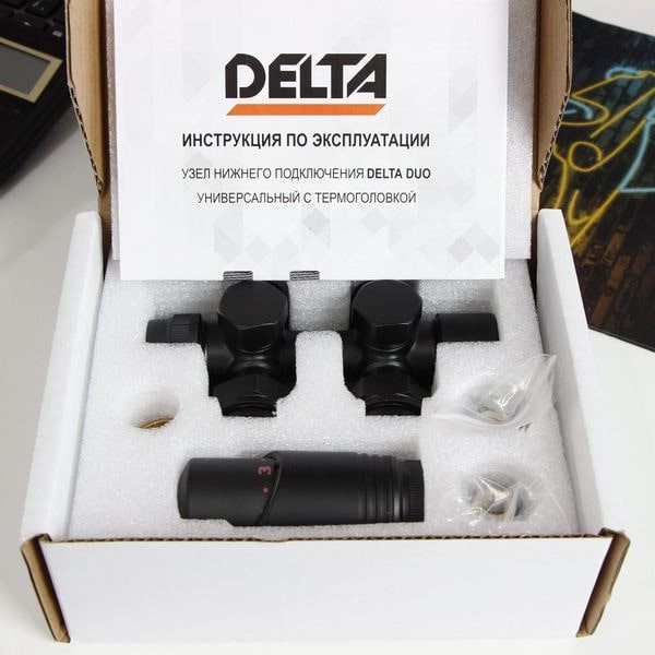Узел нижнего подключения Delta DUO универсальный с термоголовкой М30х1,5 черный